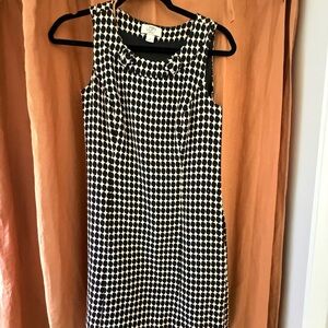 LOFT Black and White Sheath Midi Dress